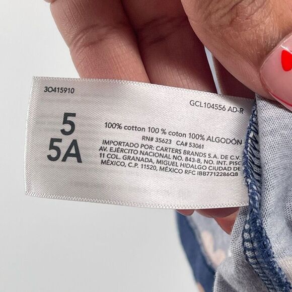 Carter’s Girl’s Navy Pink Floral Cotton Jersey Long Sleeve Skater Dress Size 5 - Picture 10 of 12